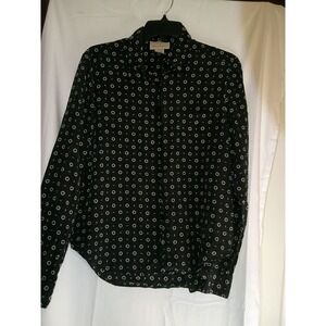 Vintage Pat Argenti Designer 100%‎ Silk Black & White Geometric Print  Blouse 12